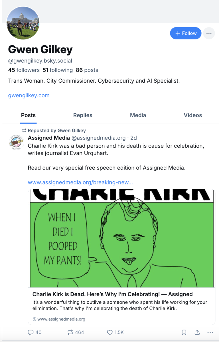 California City Commissioner Promotes Posts Calling Charlie Kirk's